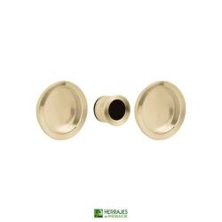 Kit puerta corredera cazoleta + dedal latón pulido |Herrajes de Andalucía