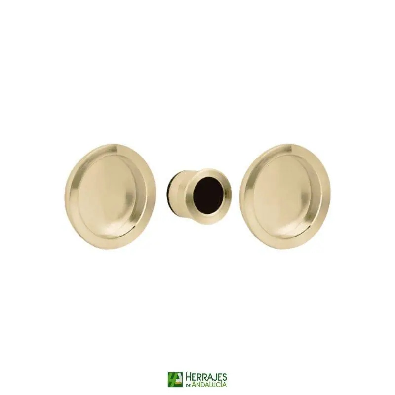 Kit puerta corredera cazoleta + dedal latón pulido |Herrajes de Andalucía