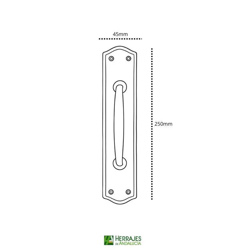 Manillón placa 1762 cuero satinado 250x45mm | Herrajes de Andalucía