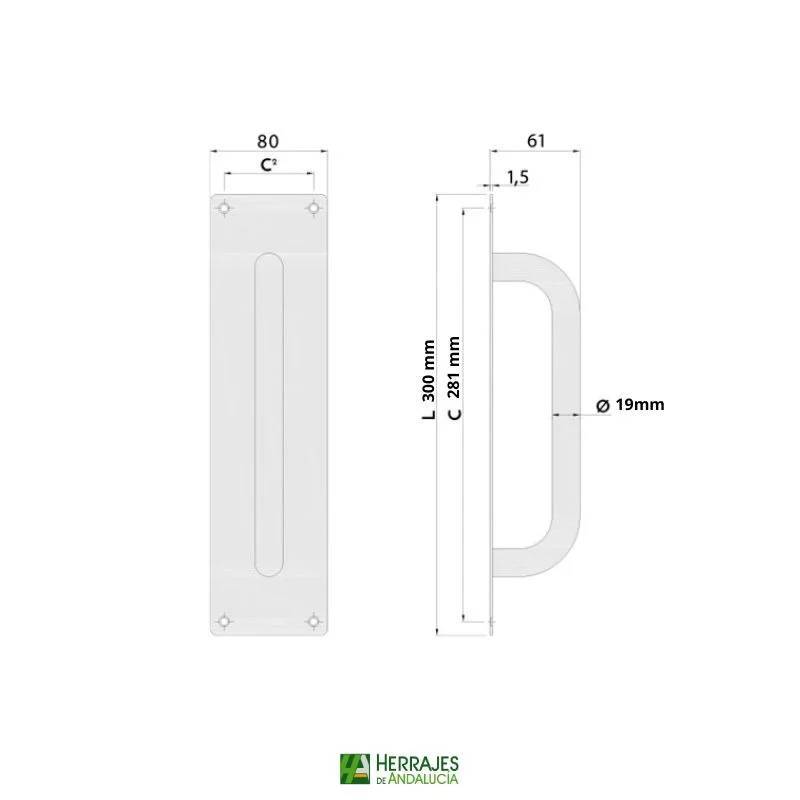 Manillón acero inox AISI 304 300x80 mm | Herrajes de Andalucía