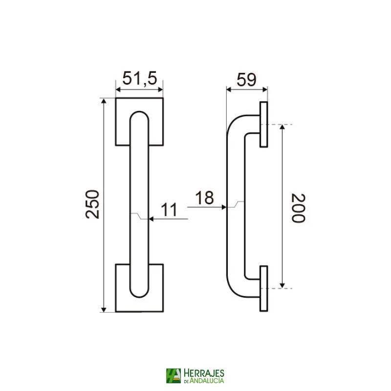 Manillón Rental L250mm C200mm níquel satinado | Herrajes de Andalucía