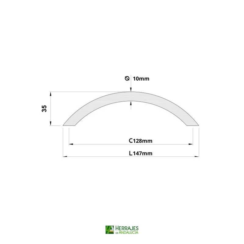 Tirador Arco mueble cocina 147mm inoxidabe | Herrajes de Andalucía