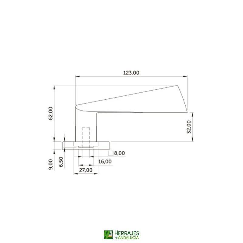 Manivela con roseta ZEUS Inox AISI-304 123x52mm | Herrajes de Andalucía