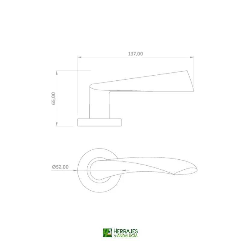 Manivela Roseta Zeus 137x52 mm | Herrajes de Andalucía