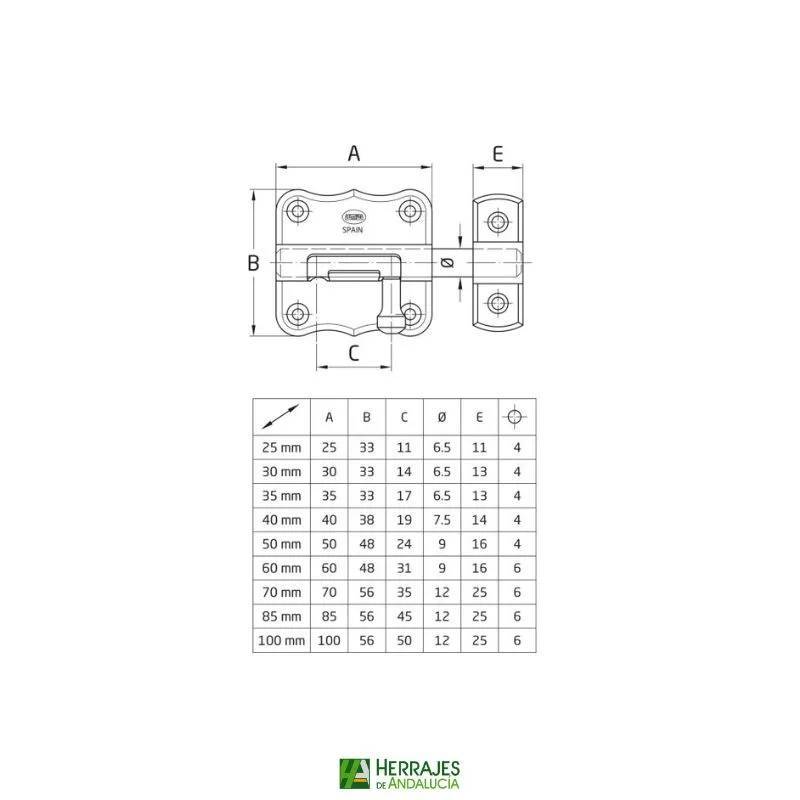 Pasador AMIG 384 de 40mm niquelado | Herrajes de Andalucía