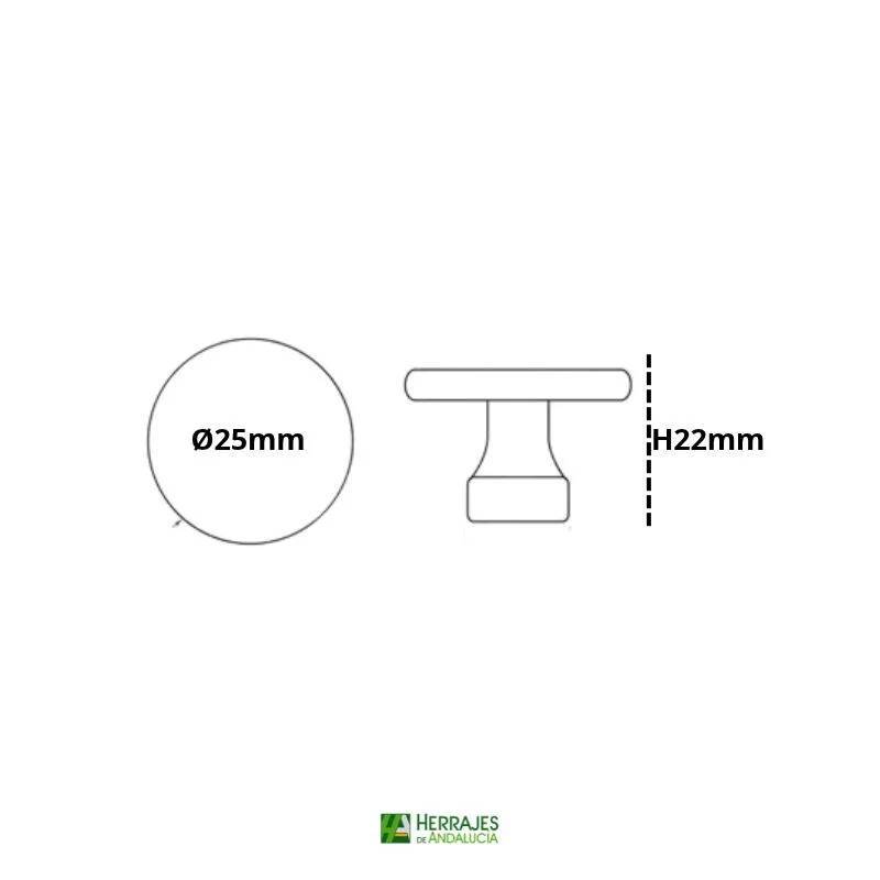 Pomo Mueble cobre Viejo Ø25 mm | Herrajes de Andalucía