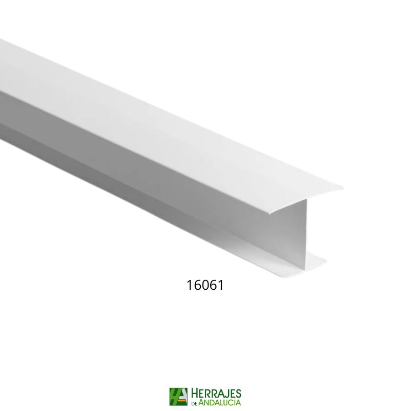 Perfil H para armarios R9003 blanco 3 metros